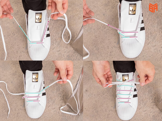 Cách buộc dây giày Adidas Superstar kiểu dây thẳng