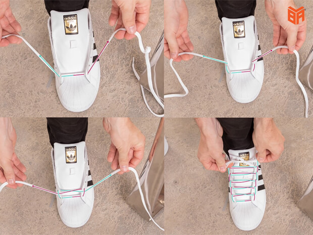 Thắt dây giày Adidas Superstar kiểu bậc thang