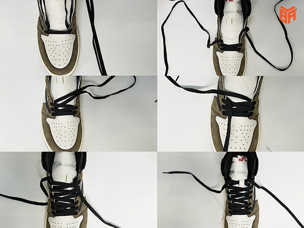 Các bước buộc dây giày Jordan 1 cổ cao đơn giản